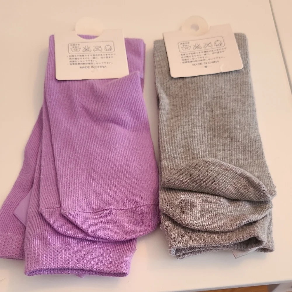 Kids Socks Set - Purple and Gray with Bows